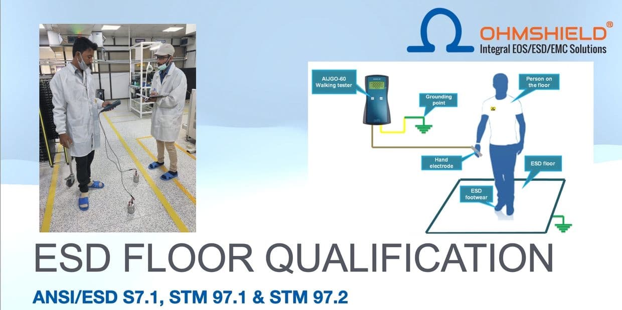 ESD Floor qualification with Resistance and Voltage measurement along with walking test ANSI/ESD